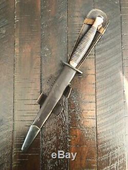 Genuine WW2 British Fairbairn Sykes Dagger Fighting Knife with Original Scabbard