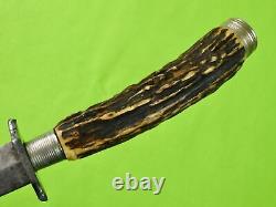 German Germany Antique Vintage WW1 WW2 Stag Boot Fighting Knife Dagger Scabbard