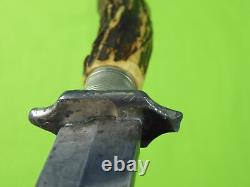 German Germany Antique Vintage WW1 WW2 Stag Boot Fighting Knife Dagger Scabbard