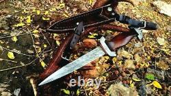 German Ss Dagger Damascus Steel Blade Knife Custom Handmade Rose Wood Handle