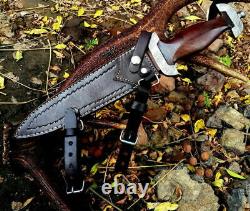 German Ss Dagger Damascus Steel Blade Knife Custom Handmade Rose Wood Handle