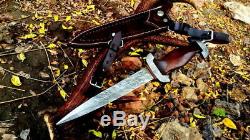 German Ss Dagger Damascus Steel Blade Knife Custom Handmade Rose Wood Handle Arc