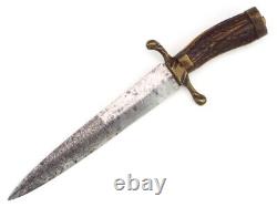 German WWII SA Dagger Converted to Fighting Knife. Stag Handle, Maker Marked