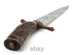 German WWII SA Dagger Converted to Fighting Knife. Stag Handle, Maker Marked