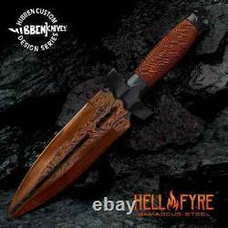 Gil Hibben Hellfyre Damascus Double Shadow Dagger Knife GH0453RD Clip Sheath New