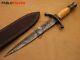 Hand Forged Damascus Steel Hunting Dagger Hunting Knife / Leather Sheath