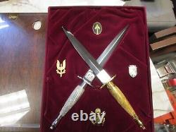 HG Long Commemorative Fairbairn Sykes S Model Dagger Knife Gold and Silver Set