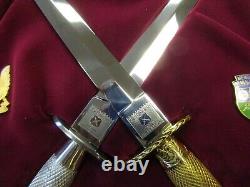 HG Long Commemorative Fairbairn Sykes S Model Dagger Knife Gold and Silver Set