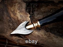HUNTEX Handmade Damascus Blade Slek Raisin Handle Gorgeous Viking Quillon Dagger