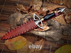 HUNTEX Handmade Damascus Blade Slek Raisin Handle Gorgeous Viking Quillon Dagger