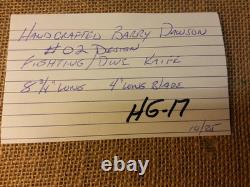 Hand Crafted Barry Dawson Knife #02 Fighting Dagger Style