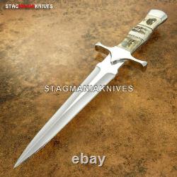 Hand Forged D2 Steel Full Tang Hunting Battle Ready Dagger Knife Stag Antler