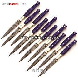 Hand Forged Damascus Steel Full Tang Dagger Hunting Knife Vintage 10 PCS