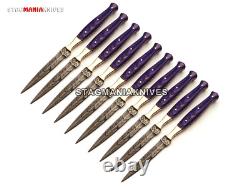 Hand Forged Damascus Steel Full Tang Dagger Hunting Knife Vintage 10 PCS