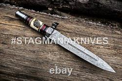 Hand Forged Damascus Steel Hunting Commando Battle Ready Dagger Knife