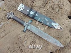 Hand Forged Damascus Steel Viking Dagger Razor Sharp / Battle Ready Medieval