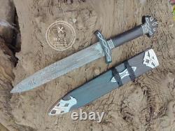 Hand Forged Damascus Steel Viking Dagger Razor Sharp / Battle Ready Medieval