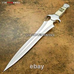 Hand Forged J2 Steel Full Tang Hunting Battle Ready Ram Horn Dagger Knife