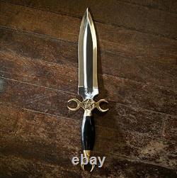 Handmade 2 Pcs Set Crescent Moon Ritual Athame, Boline Dagger Hunting Knifes