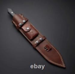 Handmade Beautiful D2 Steel Dagger With Micarta Handle Cow Hide Leather Sheath