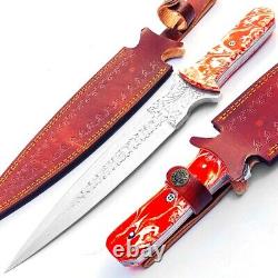 Handmade D2 Steel hunting dagger fixed blade boot knife- Resin Handle