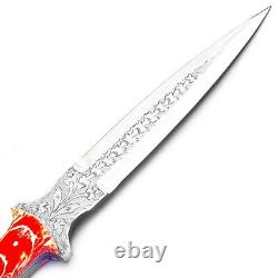 Handmade D2 Steel hunting dagger fixed blade boot knife- Resin Handle