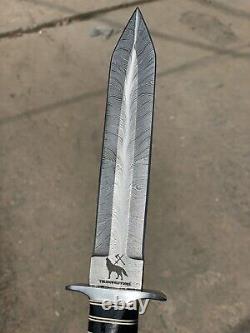 Handmade Damascus Feather Daggar Buffalo & Camel Bone COMBAT KNIFE, DAGGER KNIFE