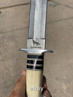 Handmade Damascus Feather Daggar Buffalo & Camel Bone COMBAT KNIFE, DAGGER KNIFE