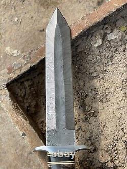 Handmade Damascus Feather Daggar Buffalo & Camel Bone COMBAT KNIFE, DAGGER KNIFE