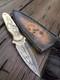 Handmade Damascus Steel Dagger Knife Custom Skull Handle & Leather Sheath