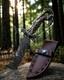 Handmade Damascus Steel Fantasy Dagger, Stag Horn Handle, Ring Grip, Sheath
