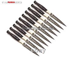Handmade Damascus Steel Full Tang Hunting Pencil Skinner Dagger Knife 10 Pcs