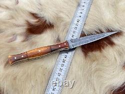 Handmade Damascus Steel Hunting Dagger Double Edge Boot Knife camel bone handle