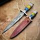 Handmade Damascus Steel Hunting Dagger Survival Boot Knife Full Tang Combat Edc