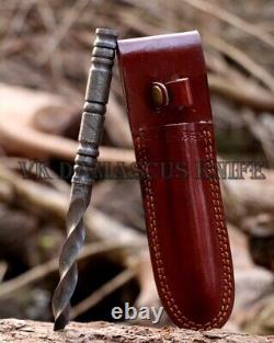 Handmade Damascus Steel Tri Edge Dagger Cyclone Knife With Sheath 3560