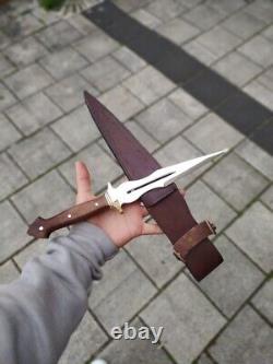 Handmade Double Edged Medieval Dagger with Leather Sheath- Free Customization