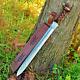 Handmade Forged Damascus Steel Gladius Sword Dagger Viking Double Edge 2913