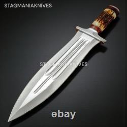 Handmade J2 Steel Hunting Battle Ready Outdoor Dagger Knife Duty Free USA