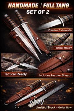 Handmade Twin Dagger Knife Set Full Tang Steel Blade Tactical Combat Survival