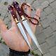 Handmade Forged Turkish Double Edge Dagger Pair Hunting Combat Knife Boot Dagger