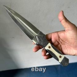 Handmade stainless steel dagger knife with engraved handle With leather sheath