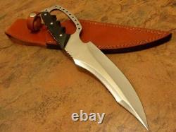 Hunting -Custom Handmade Carbon Steel Hunting Knife & Sheath Buffalo Horn Handle