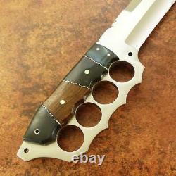 Hunting-Custom Handmade D2 Steel Hunting Knife & Sheath Horn & Wood Handle