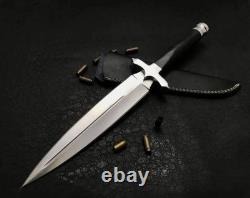 Hunting Dagger Knife D2 Tool Steel With Leather Sheath Mirror Polish Best Gift