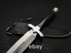 Hunting Dagger Knife D2 Tool Steel With Leather Sheath Mirror Polish Best Gift