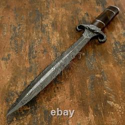 Impact Cutlery 1-Of-A-Kind Medieval Style Custom Damascus Dagger Knife Burl Wood