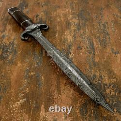 Impact Cutlery 1-Of-A-Kind Medieval Style Custom Damascus Dagger Knife Burl Wood