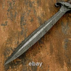 Impact Cutlery 1-Of-A-Kind Medieval Style Custom Damascus Dagger Knife Burl Wood