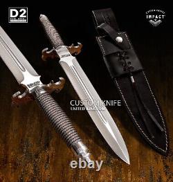 Impact Cutlery Custom D2 Fuller Dagger Knife Wire Wrapped Handle