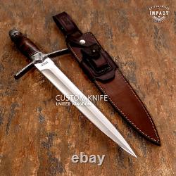 Impact Cutlery Custom Dagger Knife Stacked Leather Damascus Guard